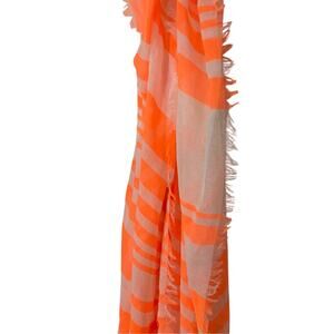 Apt 9 Ruffled Neon Cotton Orange Raw HemSwirl Scarf